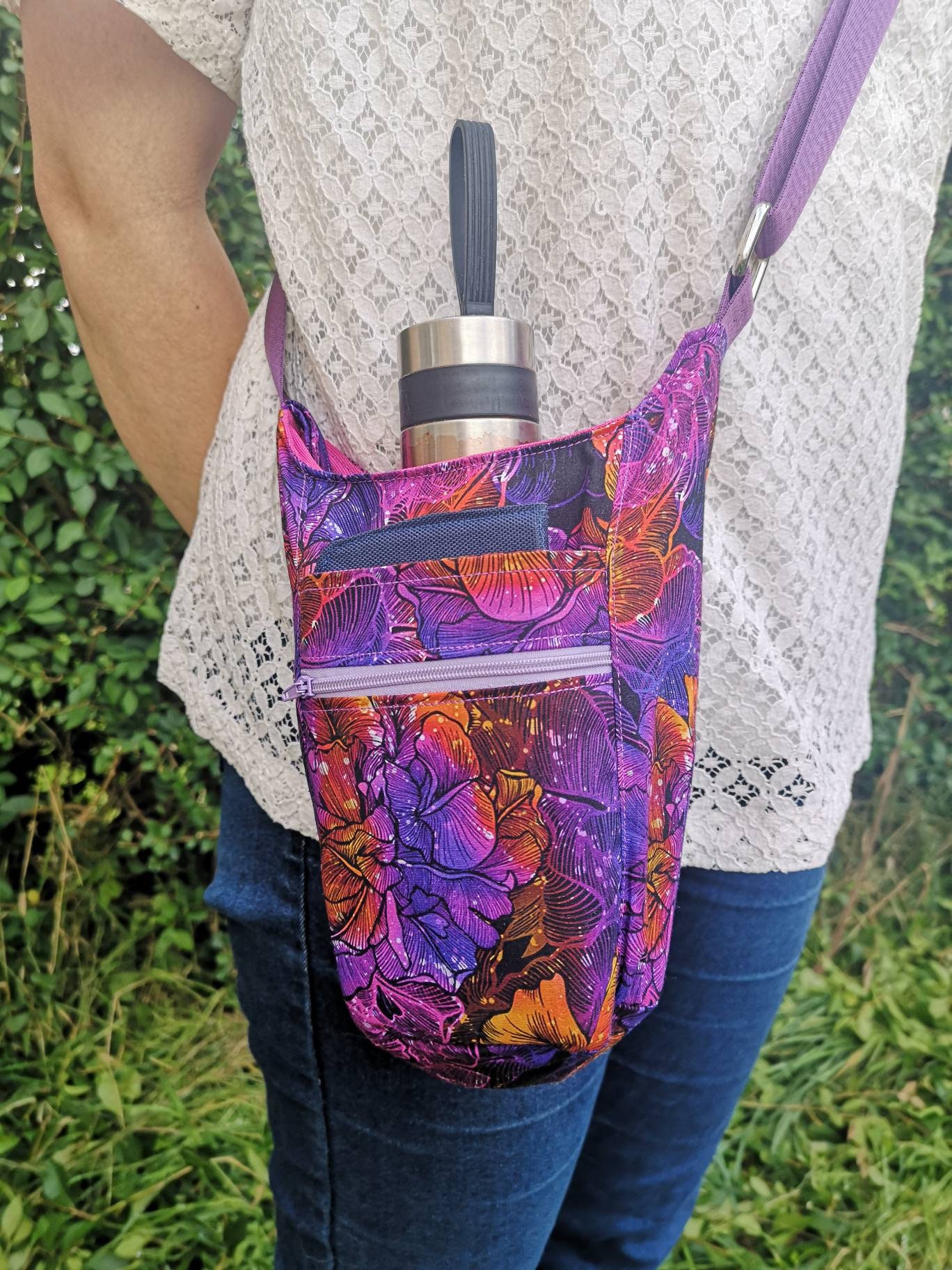 sling bag with water bottle holder