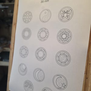 Modelli per piercing di gioielli da 10 a 35 mm / Modelli per pendenti rotondi / Disegni di taglio per argentieri / (Download digitale)