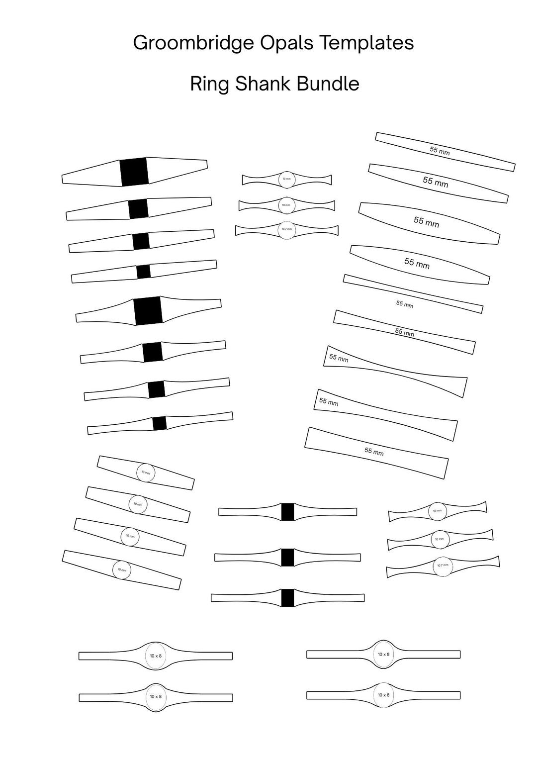 Ring Shank Template Bundle – Tapered, Round, Square, Oval & Rectangle ...