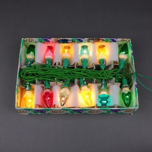 Vintage 1988 Czech Glass Christmas String Lights | Pinecone Christmas Lights | Retro Holiday Decoration | Ornament Lights for Christmas Tree