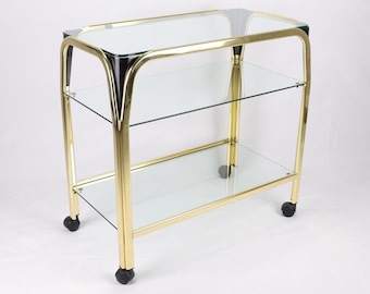 Media Bay Crescent | 420-907 キャスター付き スモークガラス 真鍮 ミッドセンチュリー CENTURY MID Console Furniture Lexington Costa| La | サイドテーブル・ナイトテーブル・ローテーブル
