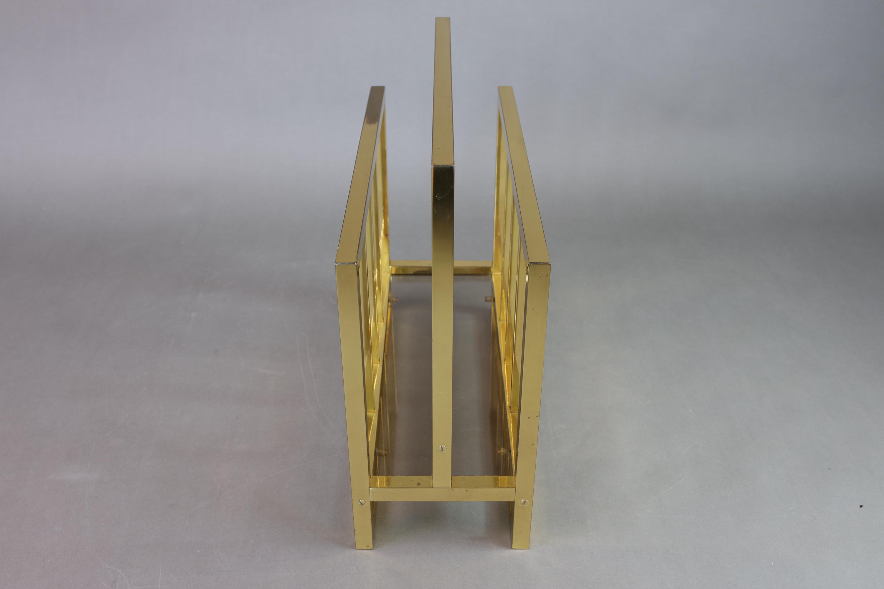 ヴィンテージ真鍮色のマガジンラック、ミッドセンチュリーモダン