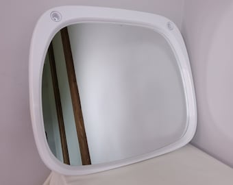 Vintage Square Mirror: Pop Art Memphis Style White Frame