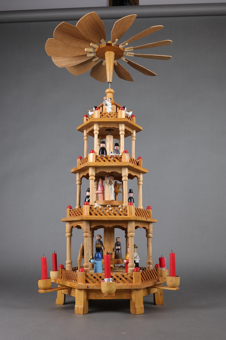 Vintage German Christmas Pyramid: Erzgebirge Wooden Candle Carousel - Etsy