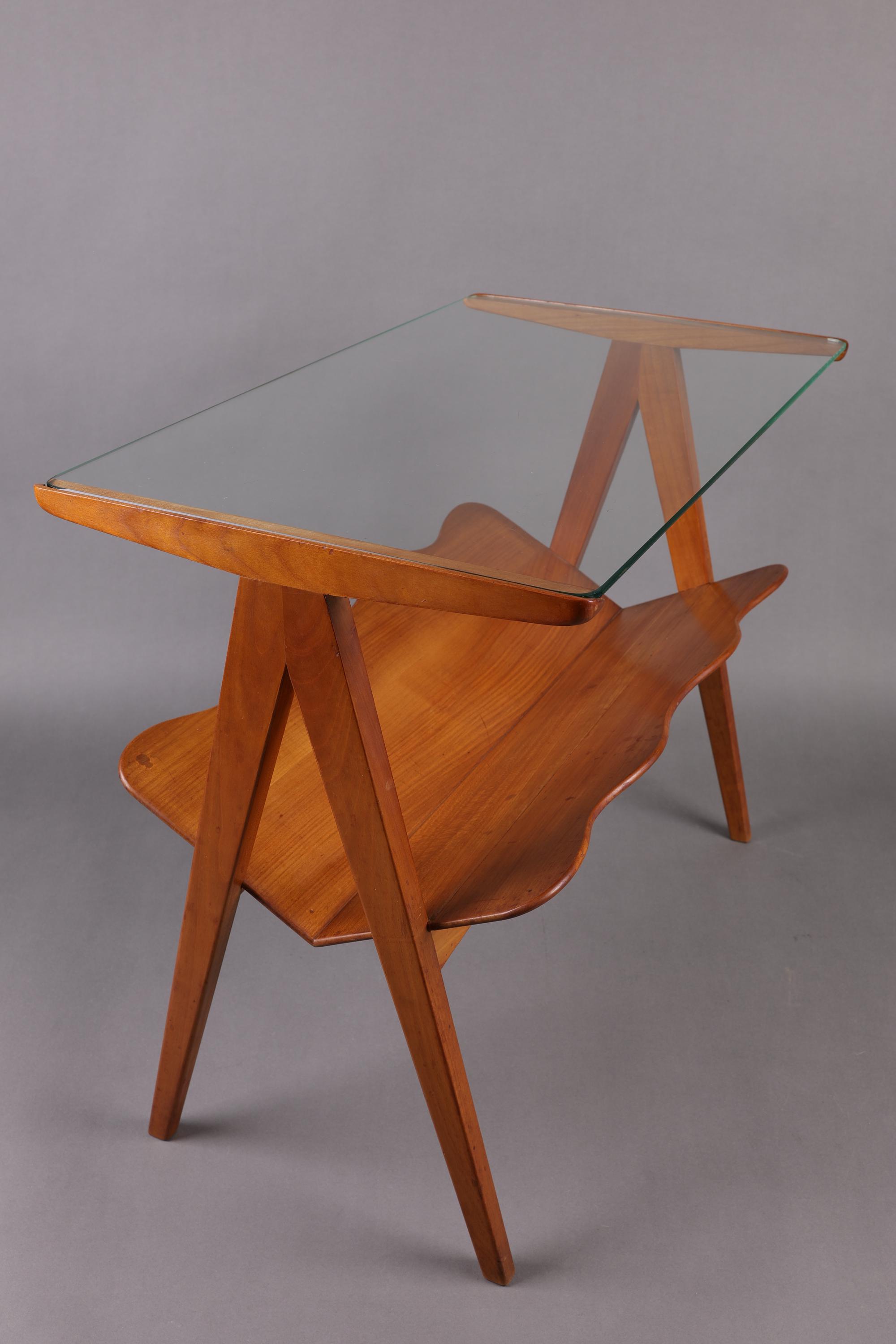 ガラストップ サイドテーブル メッキ マガジンラック ミッドセンチュー