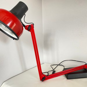 Retro Architect&#39;s Desk Lamp. Lival Finland Mid-century. Red Metal Lamp