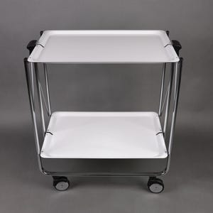 Klaptafel jaren 90 | Chromen serveerwagen | Retro barwagen | Moderne kar uit het midden van de eeuw voor keuken en eetkamer