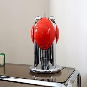 Space Age Tischlampe 1970er Jahre | Keramik & Chrom | Mid Century Modern Leuchte | Retro Akzent-Lampe