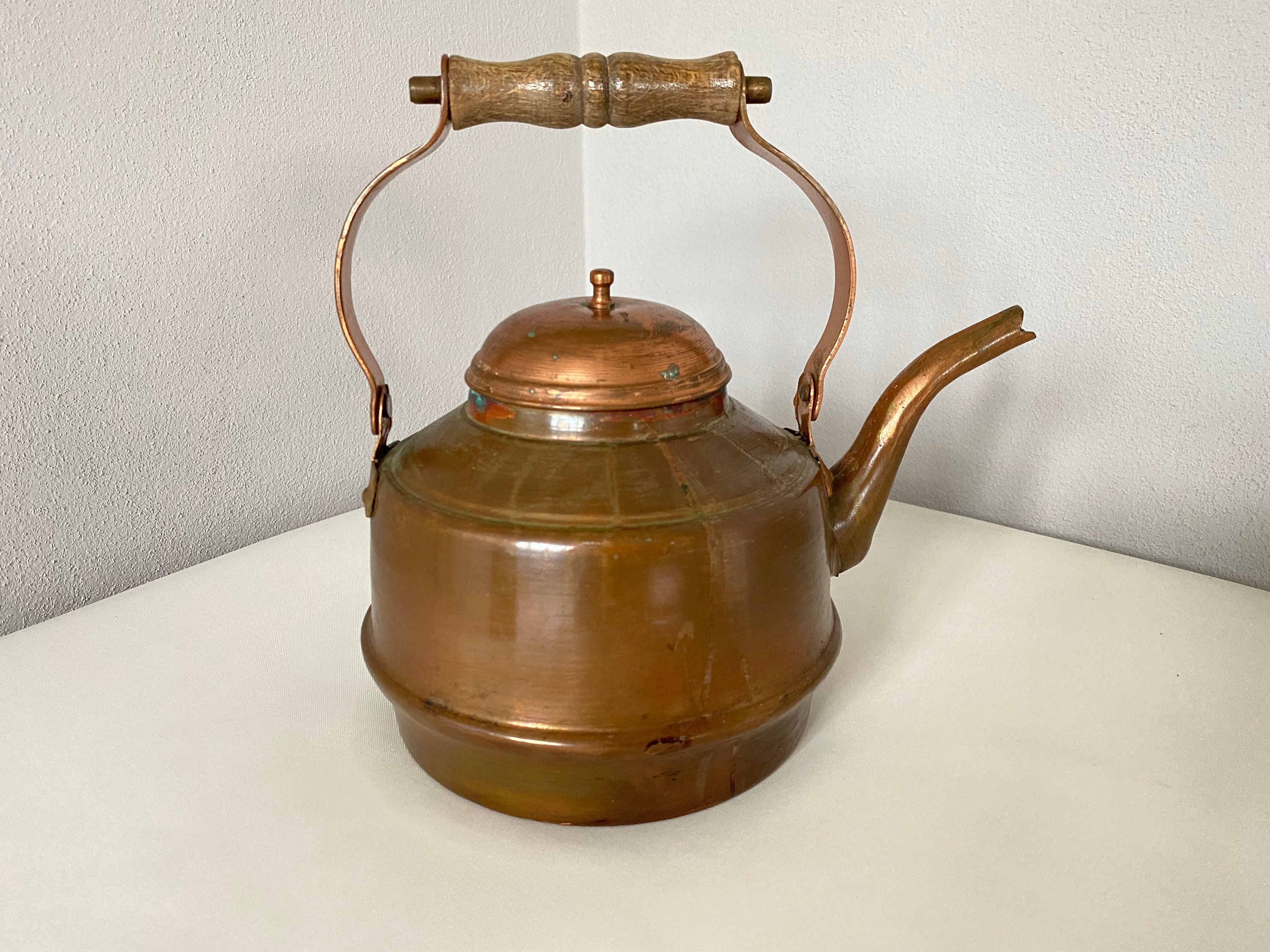 ヴィンテージ銅ケトル：ファームハウスキッチン装飾（5.9インチ