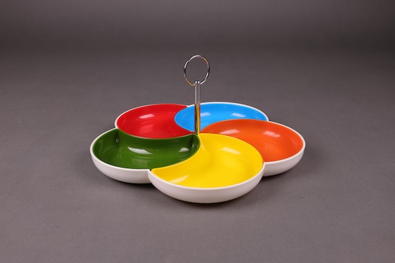 Vintage Colorful Serving Tray | 1960s Retro Snack Dish Set  Vintage Mid-Century Modern Serving Set ~ 1960’s main image 0