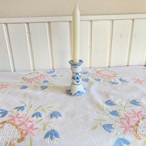 Vintage Cotton  Easter Tablecloth . Floral Motive in Provence Style. Hand Embroidery