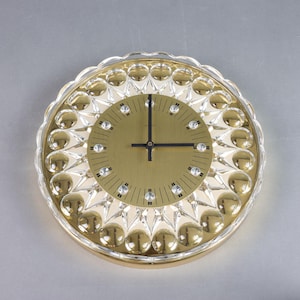 Vintage Joska Crystal Wall Clock: 24K Gold-Plated, Mid-Century Modern Decor