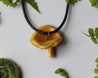 Real mushroom necklace, preserved mushroom, resin