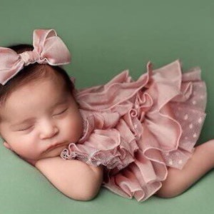 Mono de encaje para recién nacido, traje para niña recién nacida, accesorios para fotografía de recién nacidos, accesorios para fotos de recién nacidos, traje para recién nacido, accesorios para fotos de niña, accesorios para fotos de estudio
