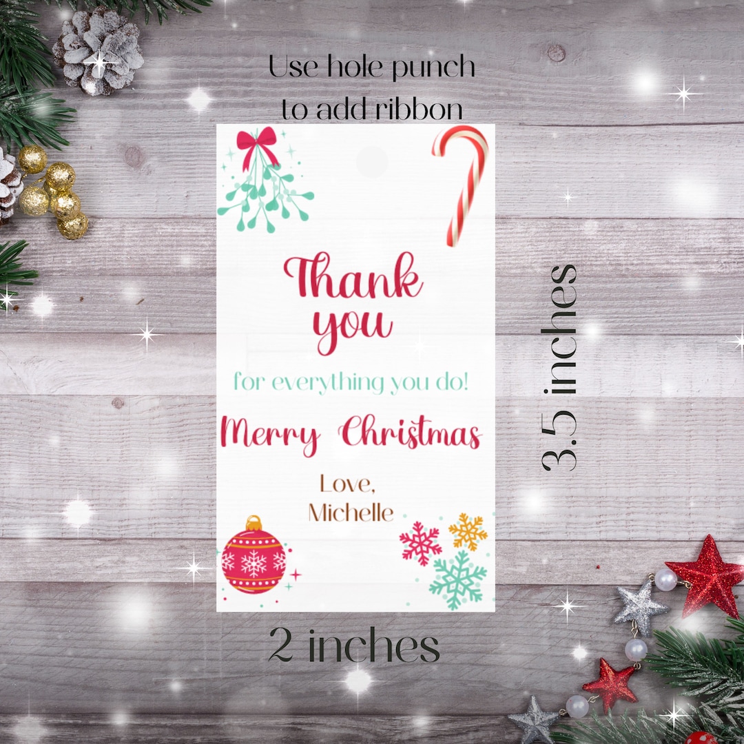 Printable Christmas Thank You Tag, Merry Christmas Tag, Editable ...