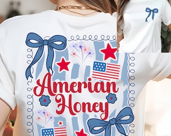 American Honey Coquette PNG: Girly 4th of July Design (Digital Download