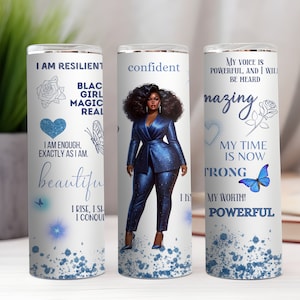Inspirational Black Woman Tumbler Wrap: Positive Affirmations PNG (Digital Download)