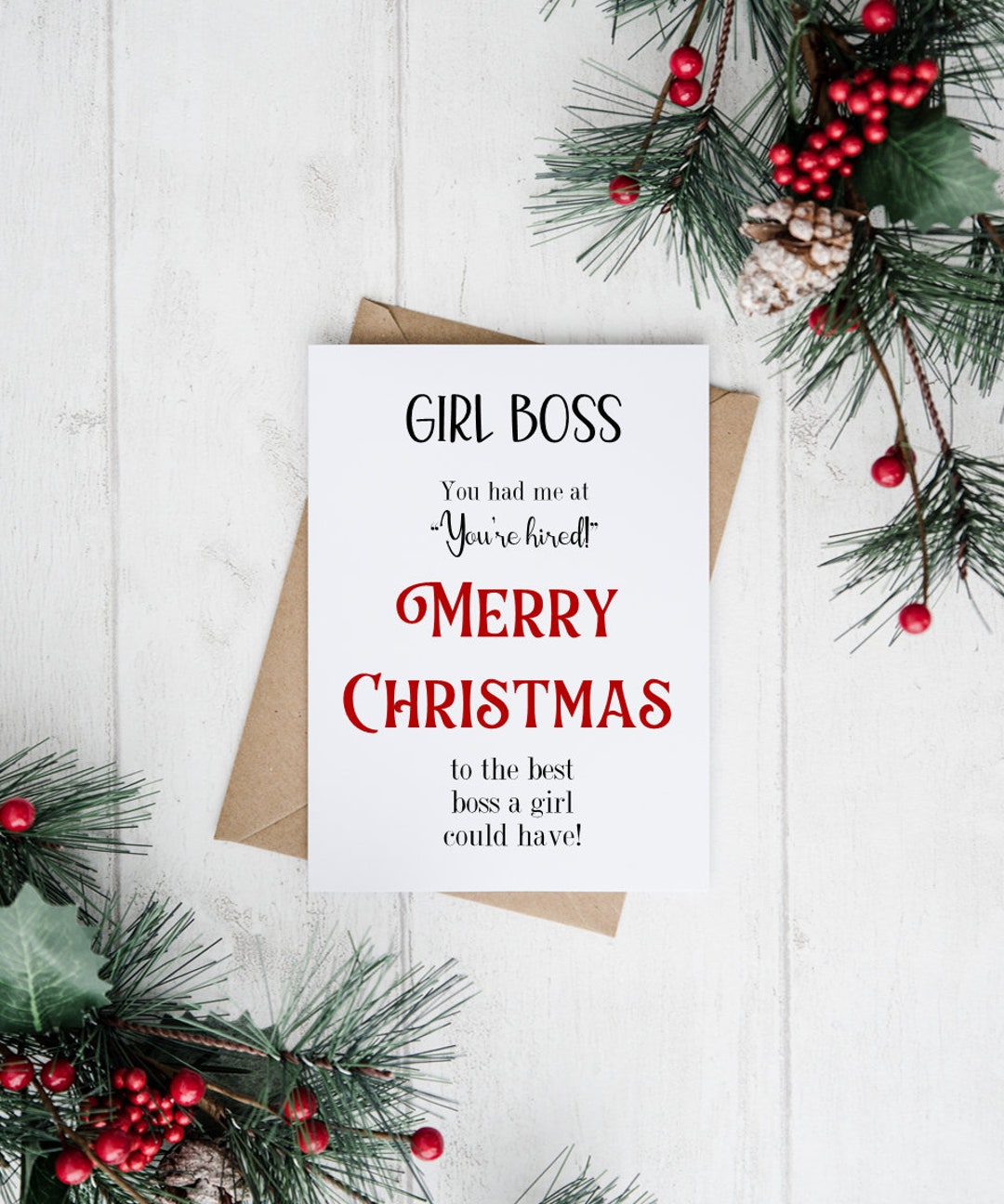 Girl Boss Christmas Card Coworker Card Funny Boss or Etsy Canada
