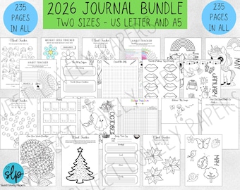 2026 Journal Bundle PRINTABLE Journal Pages Digital Planner Pages 8.5 x 11 Letter Size & A5 2026 Journal Digital Download 235 PAGES