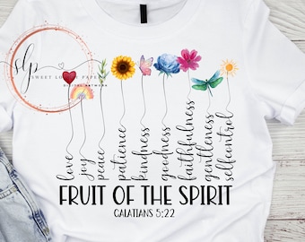 Fruit of the Spirit PNG: Floral Christian Bible Verse (Digital Download)