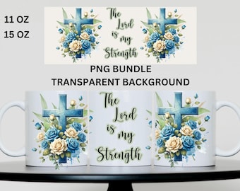 Christian Mug Wrap PNG: Bible Verse Floral Design (Digital Download)