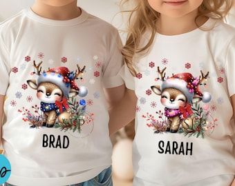 Custom Kids Christmas Png, Girl Reindeer, Boy Reindeer, kid Reindeer PNG, personalized child gift blanket tumbler ornament, personalized png