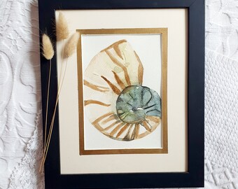 Original seashell watercolor painting