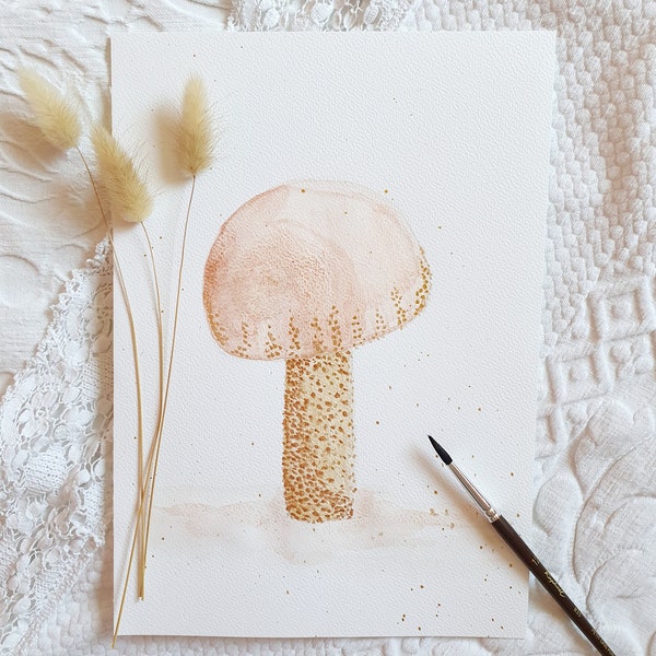 Peinture aquarelle champignon, idée cadeau, print art, illustration