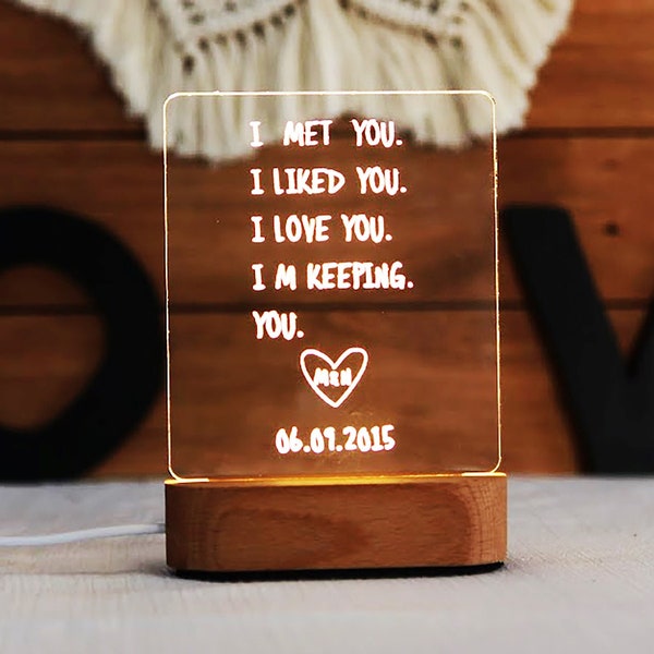 Personalized Romantic Night Light - Gift for Husband - Gift for Boyfriend - Anniversary Gift for Him - Wedding Anniversary Gift - Home Decor