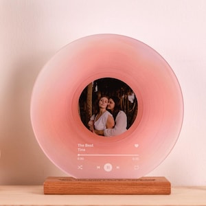 Disque vinyle personnalisé avec photo - Plaque de chanson en acrylique - Cadeau d'anniversaire pour des amis - Cadeau d'anniversaire pour elle et lui - Cadeaux de Noël