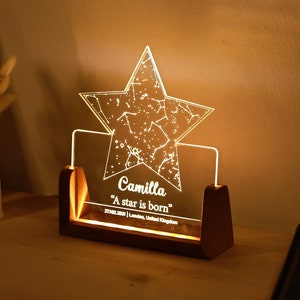 Carte des étoiles personnalisée pour enfants - Anniversaire enfant personnalisé - Anniversaire bébé fille - Cadeau d'anniversaire fille fils - Décoration de chambre d'enfant - Cadeau d'anniversaire garçon