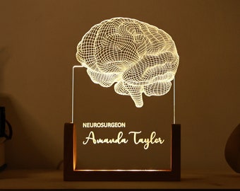 Cadeau d'obtention du diplôme d'étudiant en psychologie - Art de la neurologie - Signe de lumières LED - Lampe anatomique du cerveau - Cadeau parfait pour l'étudiant - Lampe Led du cerveau