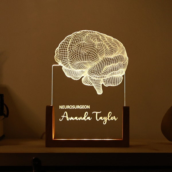 Regalo di laurea per studenti di psicologia - Arte neurologica - Segno di luci a LED - Lampada cerebrale anatomica - Regalo perfetto per studenti - Lampada a LED cerebrale