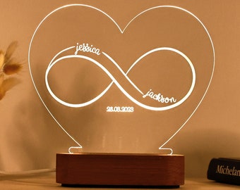 Infinity Herz Valentinstag Geschenk - Infinity Herz Valentinstag Geschenk - Lichtschild - Einzigartiges Paargeschenk - Romantisches Jubiläumsgeschenk für Sie und Ihn