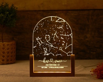 Custom Star Chart Gift for Couples - Personalized Constellation Chart Night Lamp - Star Map on Night Light - Gift for Boyfriend / Girlfriend
