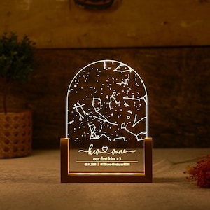 Custom Star Chart Gift for Couples - Personalized Constellation Chart Night Lamp - Star Map on Night Light - Gift for Boyfriend / Girlfriend