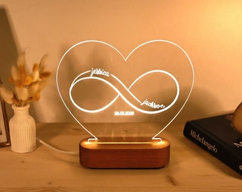 Personalized Infinity Night Lamp with Names - Couples Gifts - Anniversary Engagement Wedding Gifts - Romantic Gifts - Gift for Newlyweds