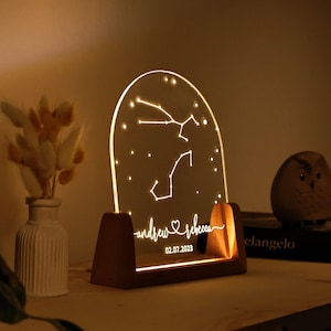 Celestial Sternzeichen Konstellation Nachtlicht - Personalisiertes Geschenk für Paare - Geschenk für Freundin Frau - Celestial Decor - Constellation Geschenk