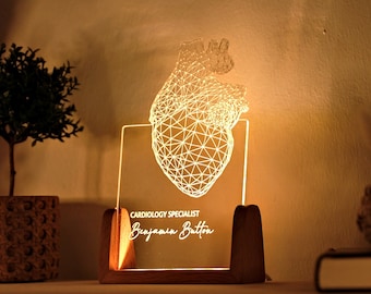 Nachtlicht Medizinstudierender Graduierung Danke Ruhestand Geschenk Herz Chirurg Doktor - personalisierter Kardiologen-Herz-Lampen-kundenspezifischer Name