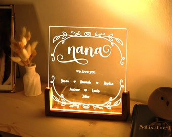 Custom Night Light for Nana - Grandma Nana Gift from Grandkids - Nana Gift for Mothers Day - Nana Birthday Gift Ideas - Nana Gift Home Decor