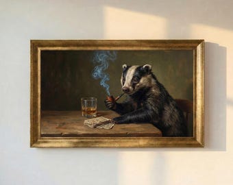 Smoking Raccoon Wall Art, Funny Animal Decor, Whisky Lover Decor, Moody Dark Humor Matte Poster, Animal Home Decor, Moody Bar Lounge Poster