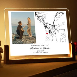 Mapa de ubicación personalizado - Dónde dijo sí - Regalos de boda - Regalo de foto de compromiso para pareja - Regalo de mapa de dónde nos conocimos - Regalo de San Valentín