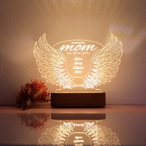 Mother's Day Gift Night Light Personalized Angel Gift for Mom Mom Gifts for Mothers Day Mother In Love Gıft Ideas Mum Nana Gifts image 1