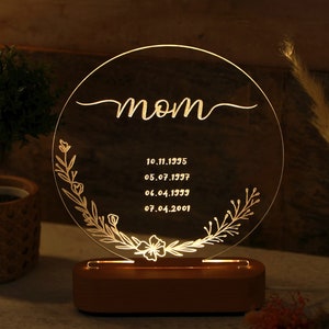 Personalized Mom Night Light - Kid Birthday Gift - Mommy Present - Family Keepsake - Mom Christmas Gift - Mom Birthday Gift - Mom Gift Ideas
