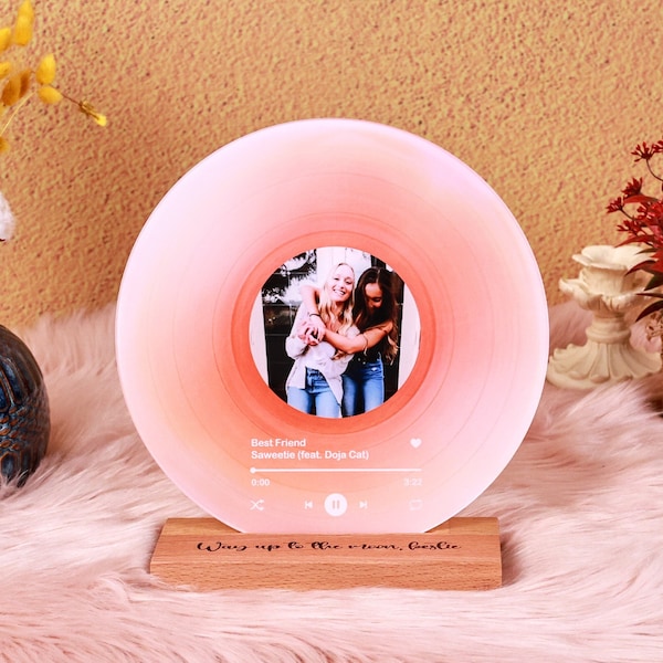 Personalized Vinyl Record with Photo - Acrylic Song Plaque - Anniversary Gift for Friends - Birthday Gift for Her Him - Valentines Day Gifts