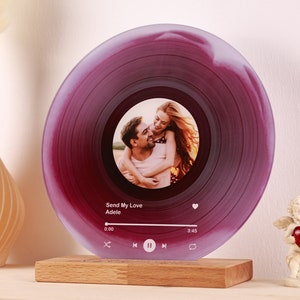 Gepersonaliseerde vinylplaat met foto Acryl Song Plaque Verjaardagscadeau voor vrienden Verjaardagscadeau voor haar hem Kerstcadeaus afbeelding 7