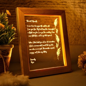 Carta personalizada Acrílico Luz nocturna Regalo romántico - Marco LED personalizado Carta de amor - Aniversario de boda Regalo de San Valentín Esposa Novia