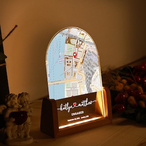 Map Print Nachtlicht für Frisch verlobte oder Brautpaare - Frisch vermählte Geschenke für Paare - Frisch vermählte Geschenke für Paare - Verlobungsgeschenke für Paare