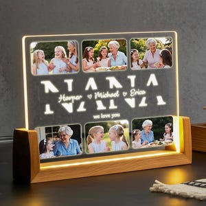 Personalized Nana LED Night Light with Custom Photos and Names – Grandmother Gift from Grandkids – Mother&#39;s Day Gift for Nana with Love