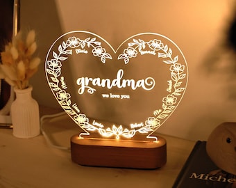 Custom Night Light as Mothers Day Gift - Gift from Grandkids - Gift for Grandmother - Grandma Nana Lamp - Nana Gifts - Personalized Grandma